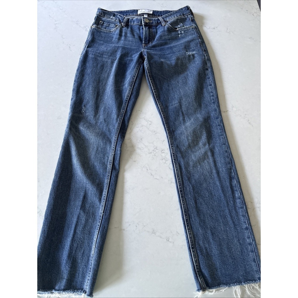 Dear John Women's Straight Leg Jeans Denim Cotton 28 Raw Hem Everette 30x30 Blue